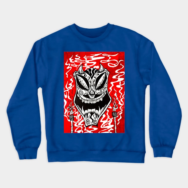 Devil Tiki Crewneck Sweatshirt by Jerry Pollard Art